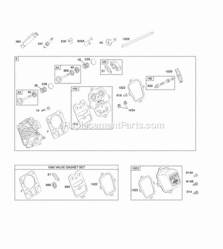 Cylinder Head Diagram and Parts List for 12T412-0110-F8  Briggs and Stratton Engine